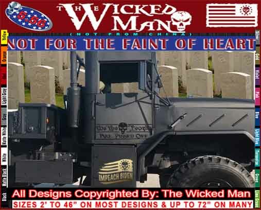 The Wicked Man – We The People Are Pissed Text USA Skull Decal Sticker