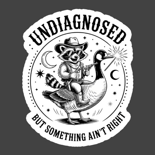 Goose Sticker Vinyl Decal Undiagnosed But Something Ain't Right Funny Raccoon