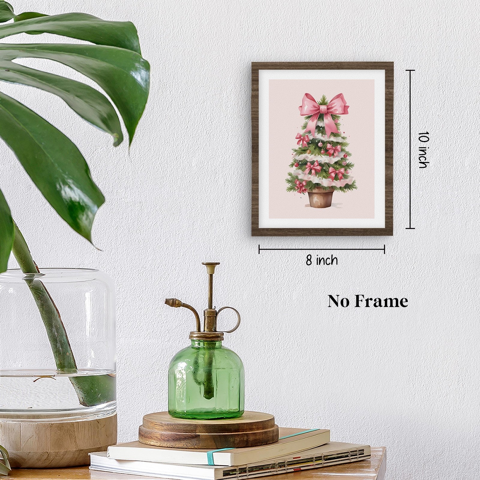 QLMX Coquette Pink Christmas Wall Art Prints Set of 4, Mistletoe Wall Decor, …