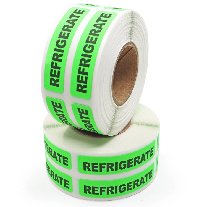 Refrigerate Stickers – Fluorescent Green 100 Stickers – 1"