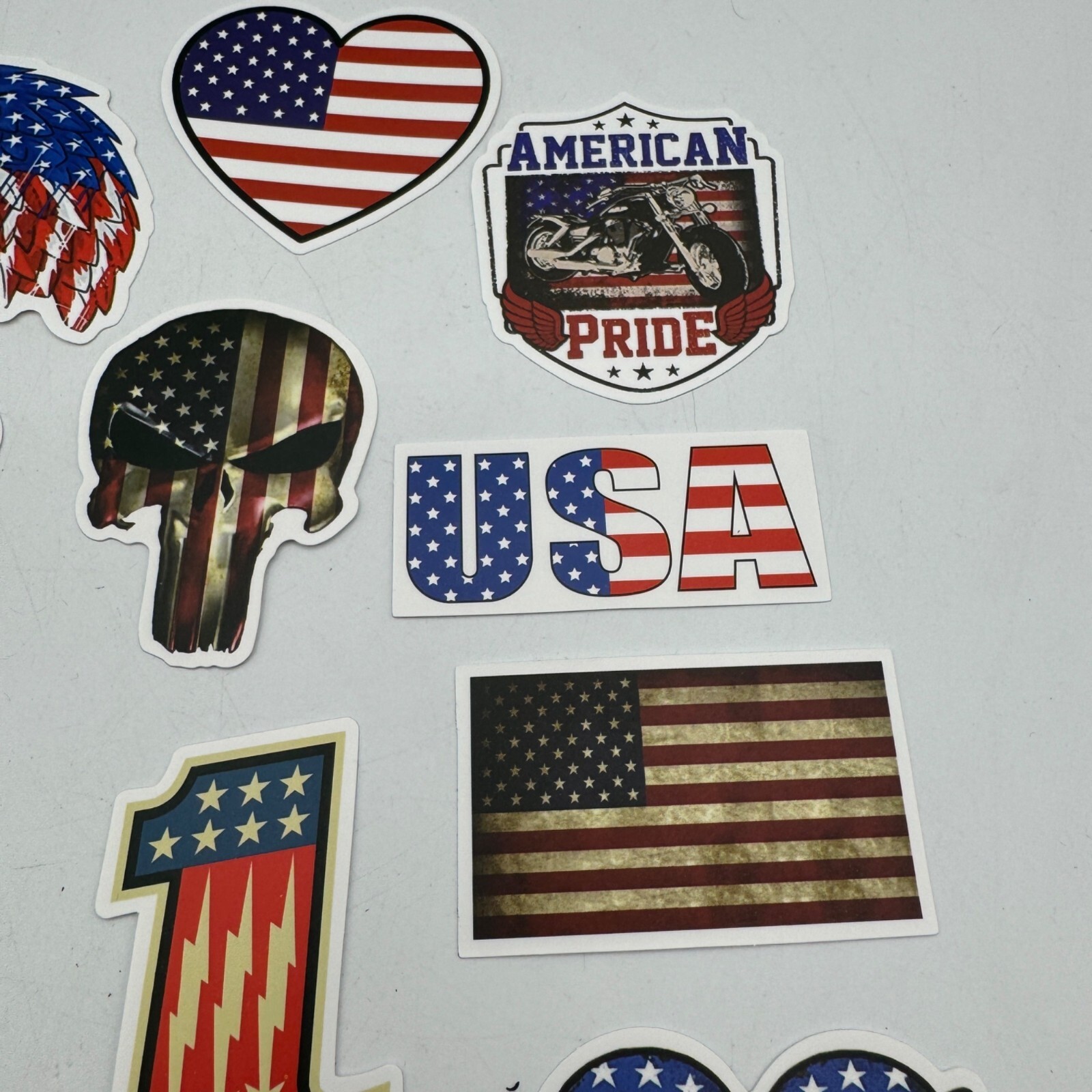 Patriotic Vinyl Decal Stickers Pack 14 Pcs USA Themed Designs