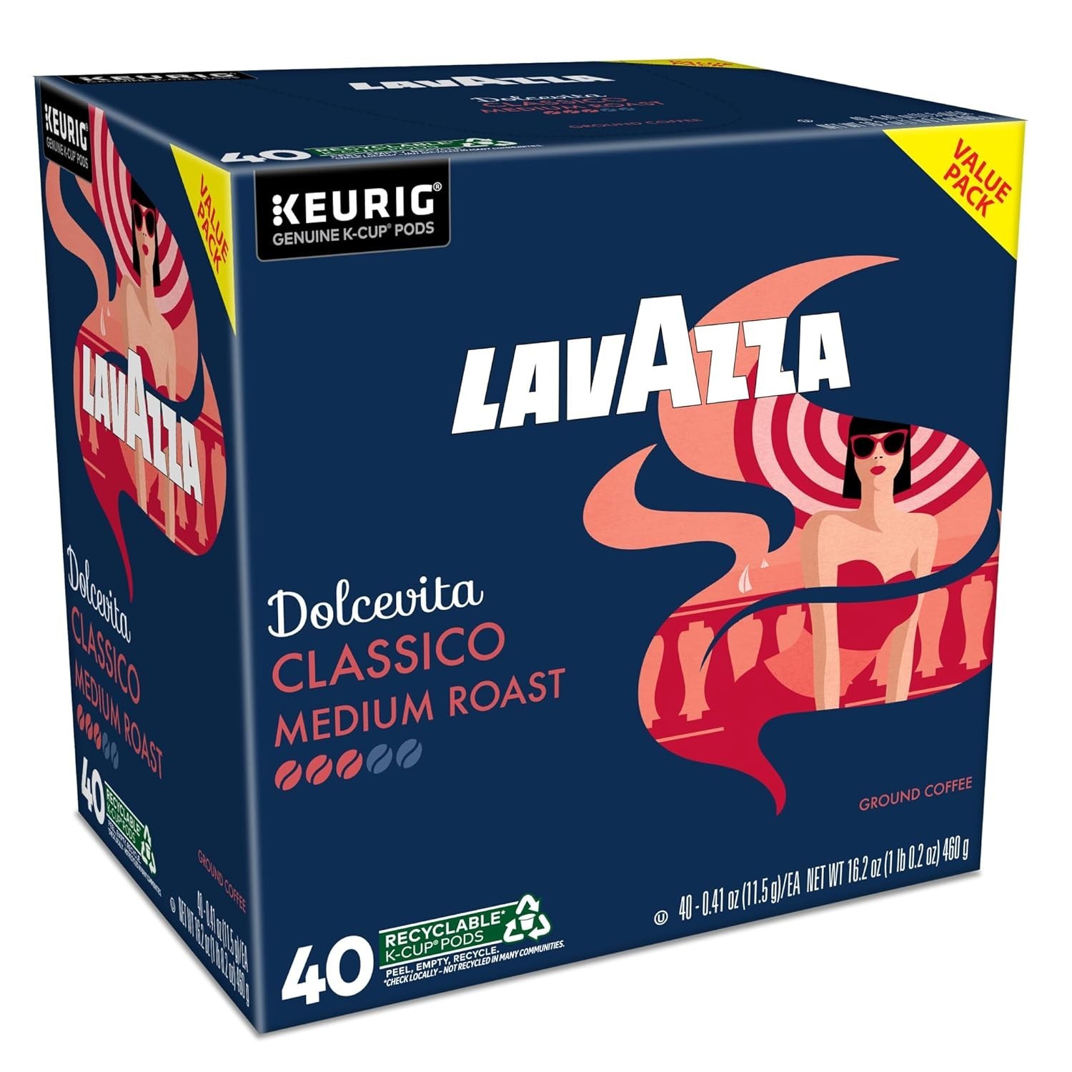 Dolcevita Classico, Single-Serve Keurig K-Cup Pods, Medium Roast Coffee, 40-Coun