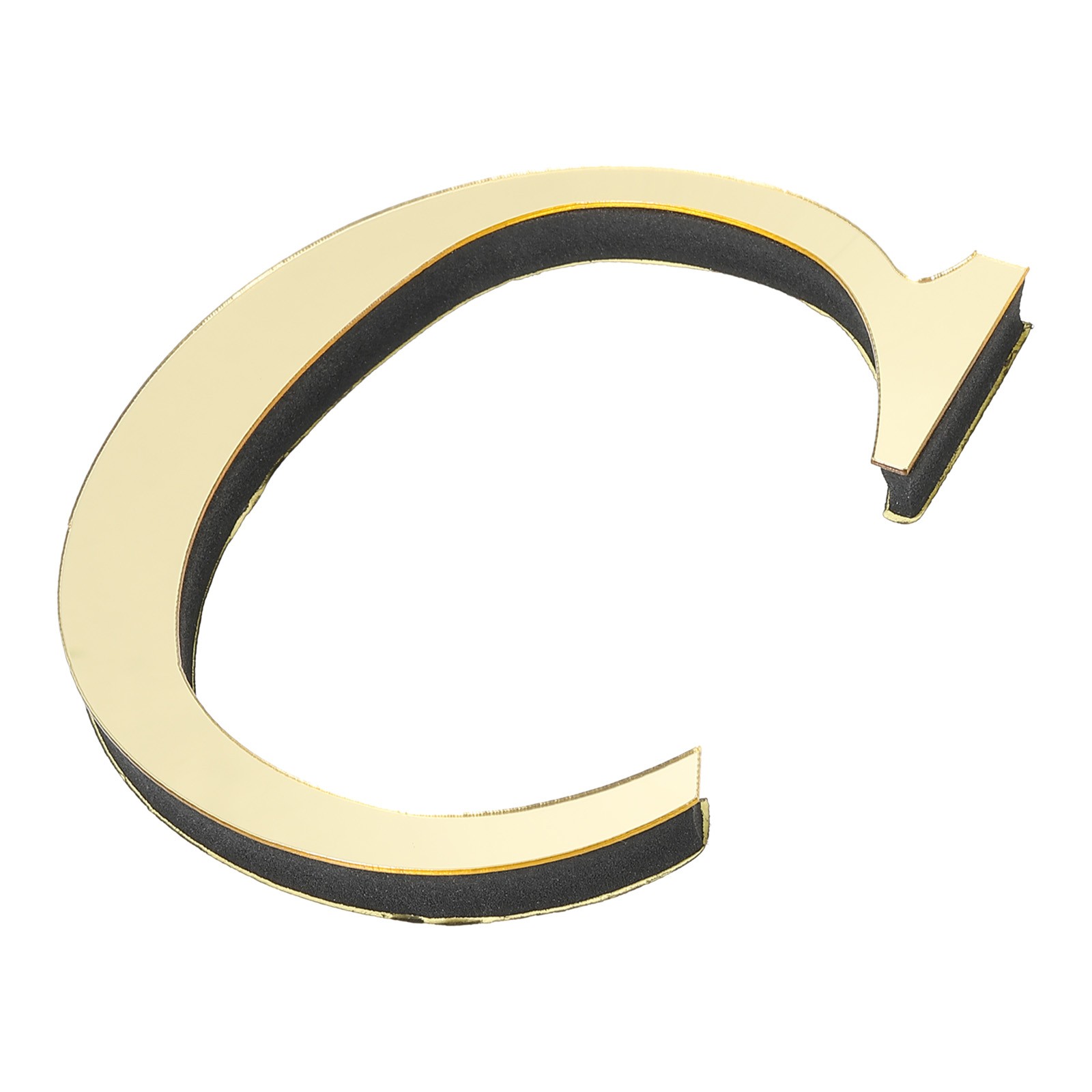 3D Acrylic Alphabet Mirror Wall Stickers Letter C Self Adhesive Light Gold