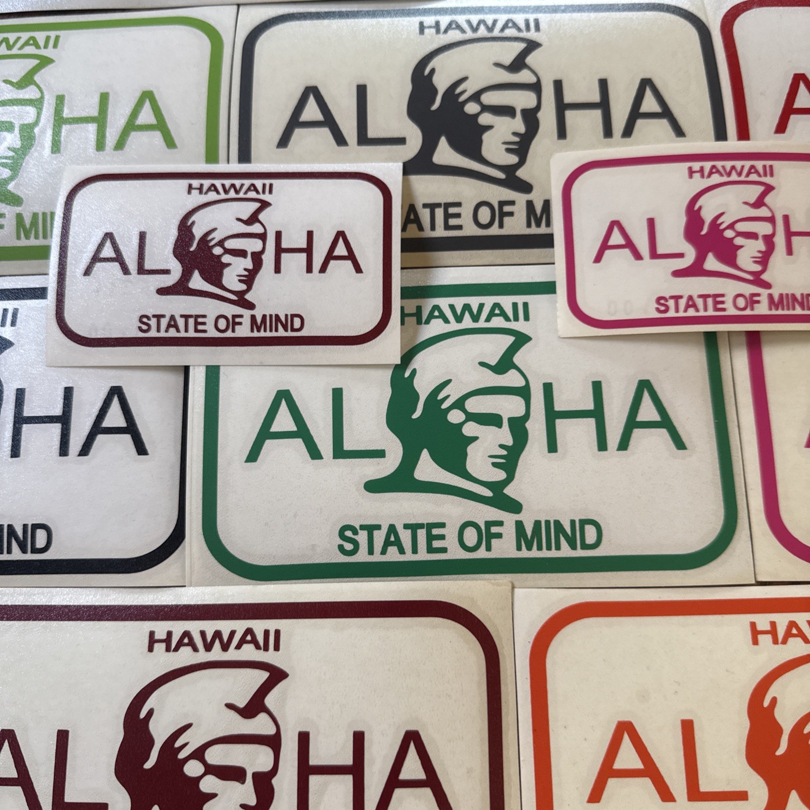 Hawaii License Plate Decal Sticker Aloha State Of Mind New 3” or 6” In 16 Colors