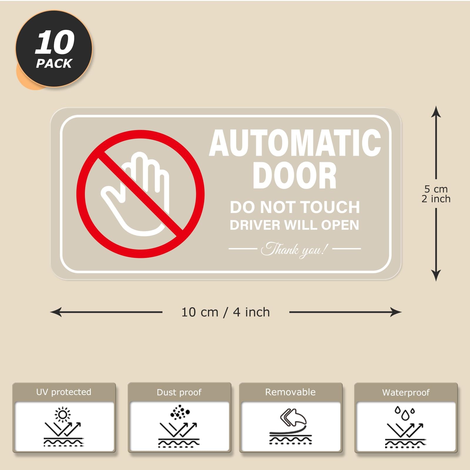 Automatic Door Car Sticker 4 × 2 Inches Vinyl Do Not Touch Driver Will Open W…