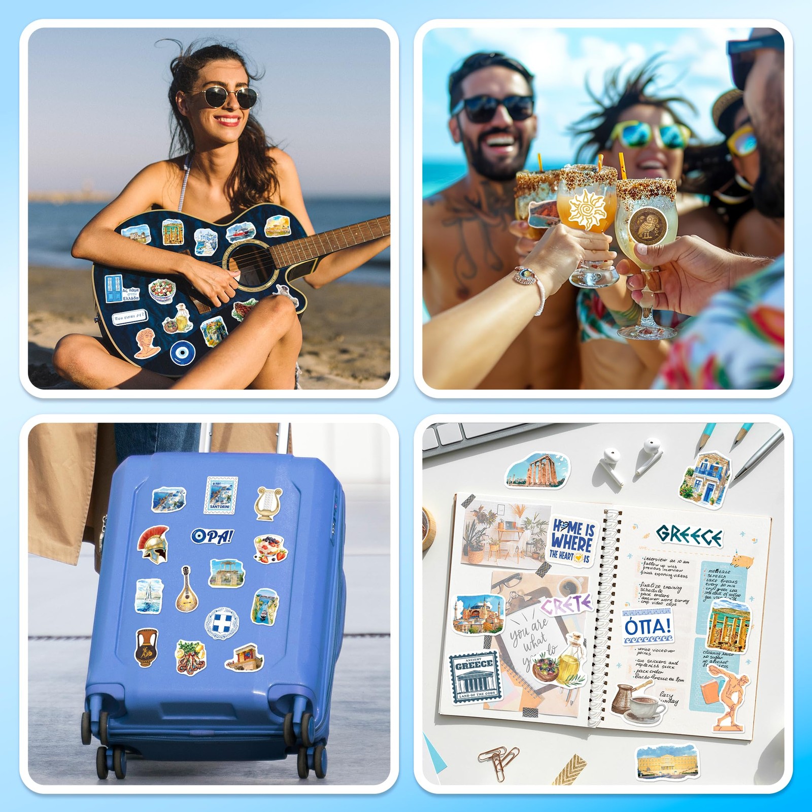 YTSQLER 200 PCS Greece Stickers, Travel Souvenirs Stickers Colorful