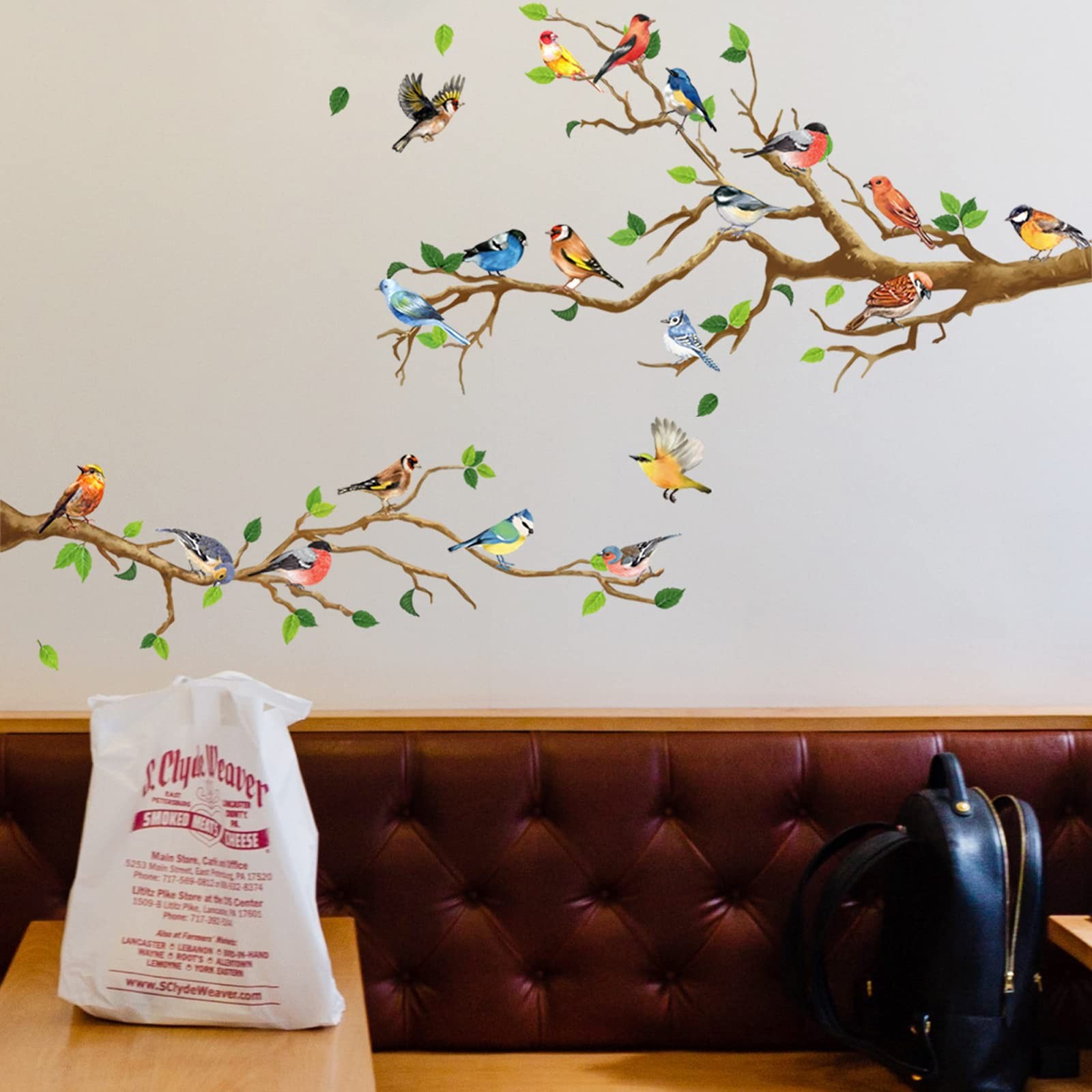 Maydahui Little Birds on Tree Branches Wall Decal Vinyl Sticker (34 x A