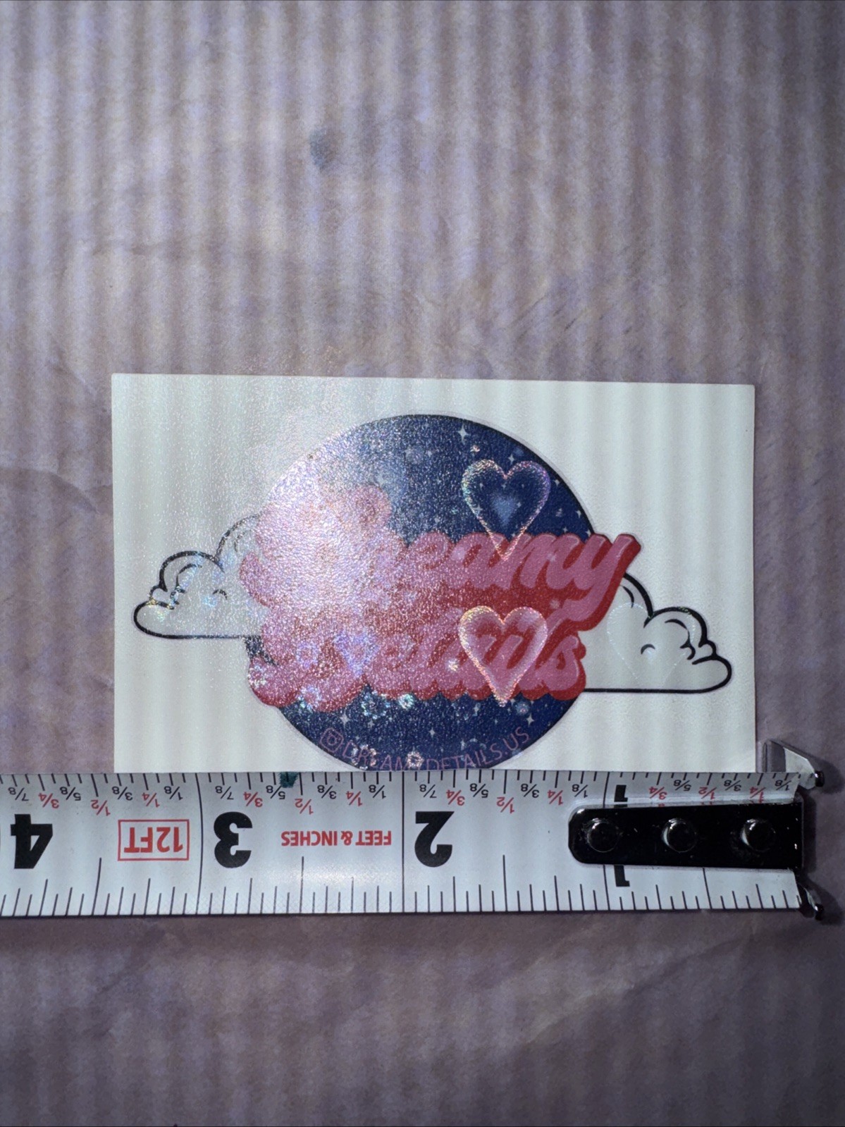 Dreamy Love Holographic Vinyl Sticker Hearts Clouds Aesthetic Art