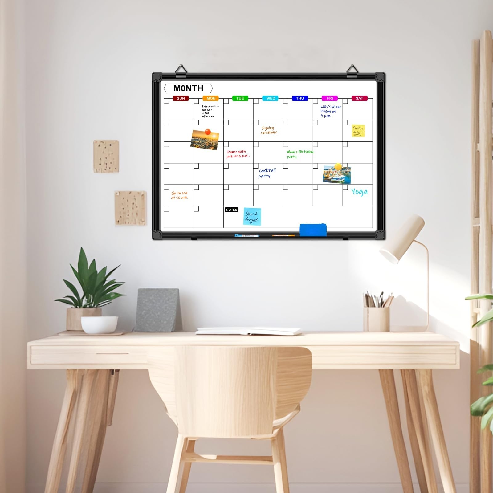 Calendar Whiteboard for Wall 24" x 18", Monthly White Board Calendar Dry Eras…