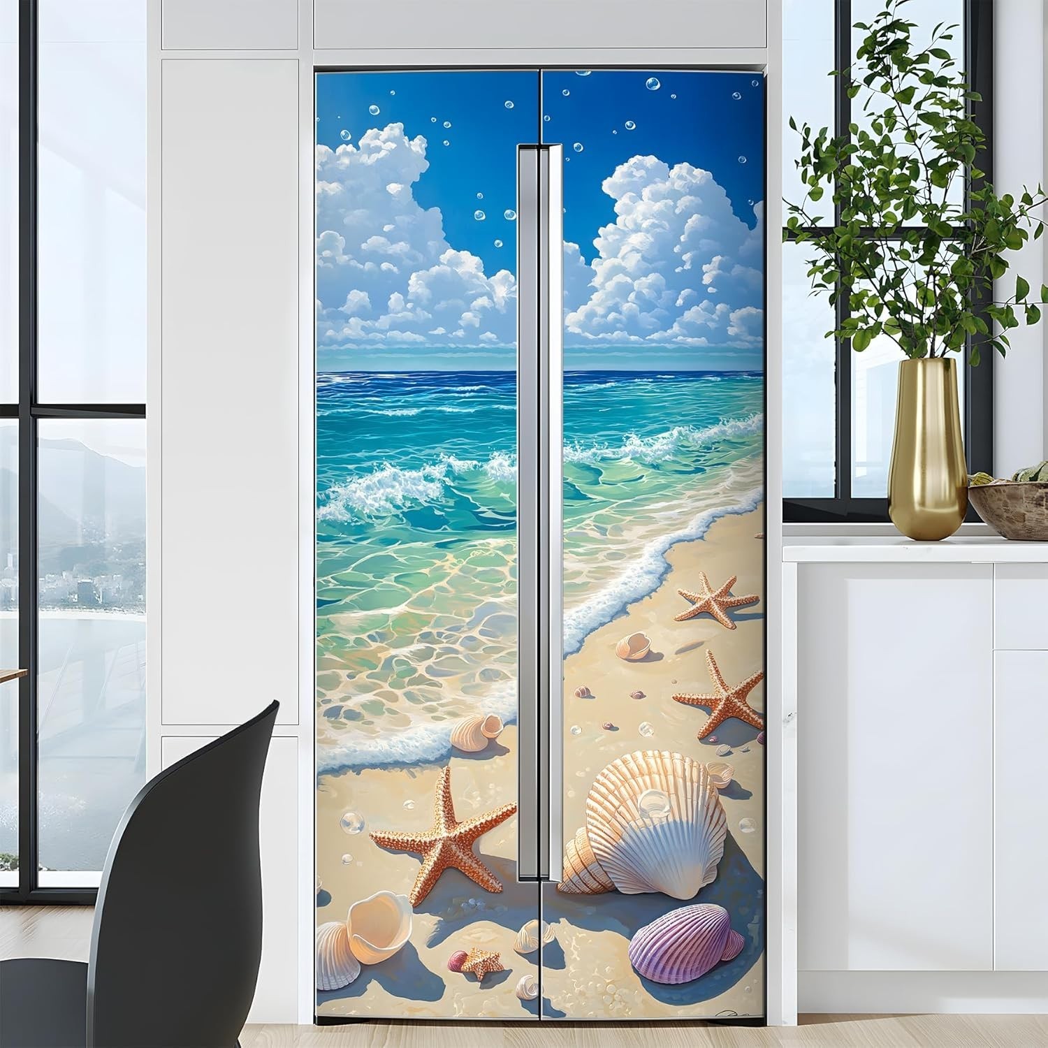 Self-Adhesive Refrigerator Wrap Set – Removable Vinyl Fridge Stickers, Peel &…