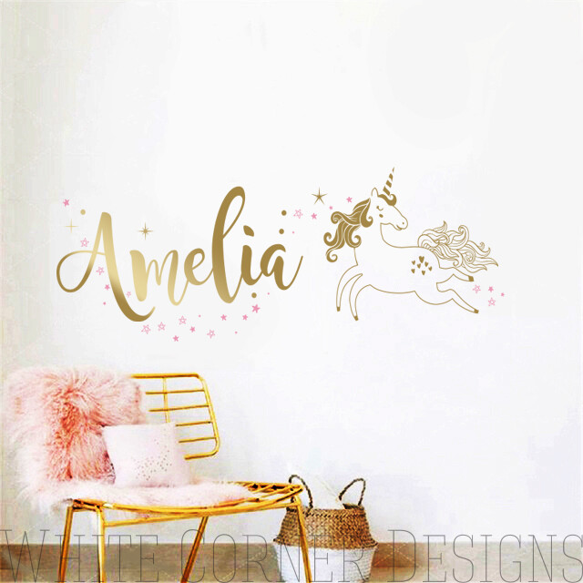 Unicorn Wall Decal – Custom Name Decal, Vinyl Wall Decal, Unicorn Decal, Kids