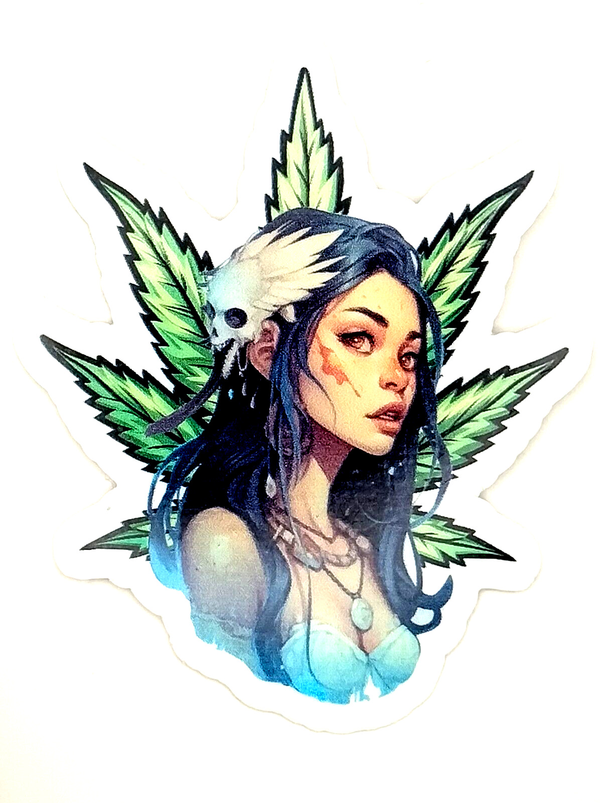 Native American Weed Smoker Laptop Sticker Weatherproof Vinyl Indigenous Art