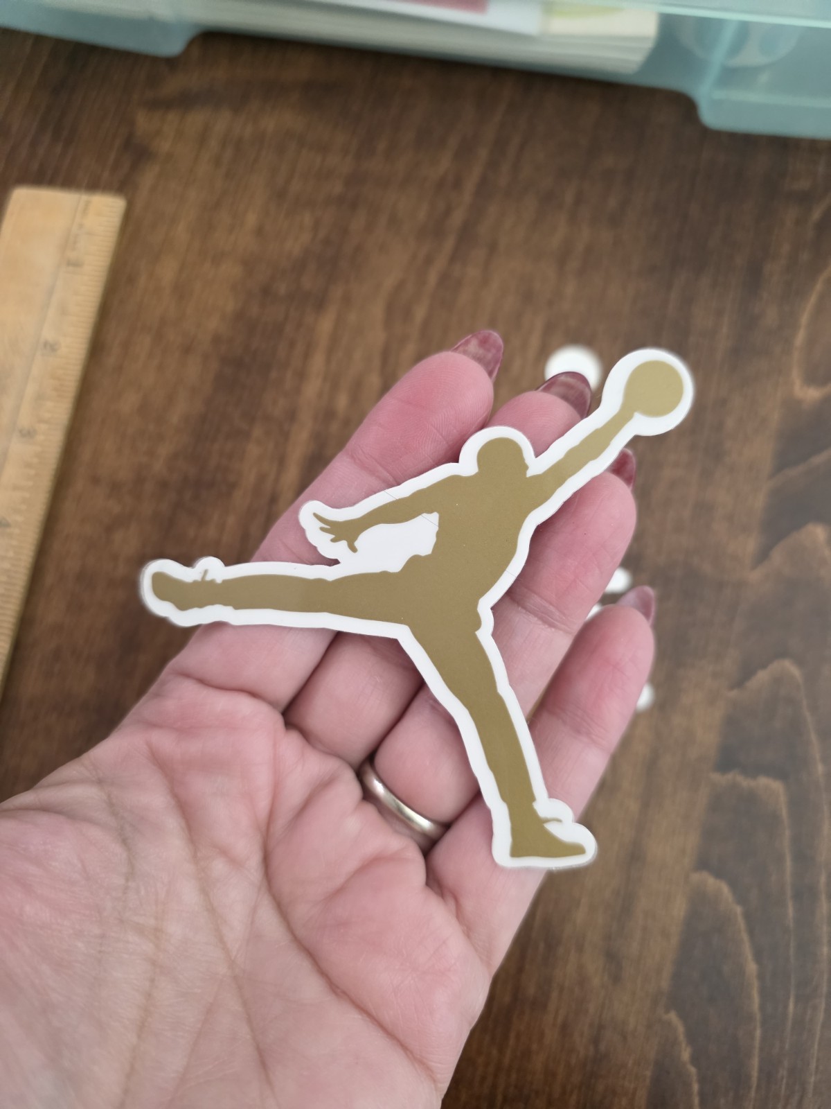 Lot Of 2 Michael Jordan Gold Stickers NBA Jumpman Basketball Logo