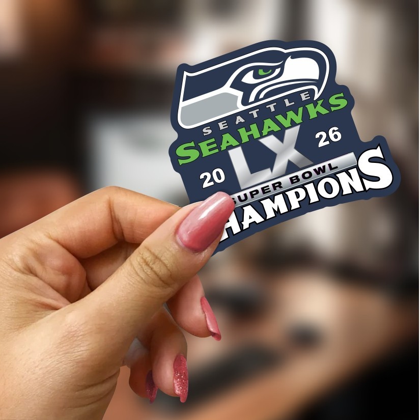 Seattle Seahawks 2026 Champions SB 60 Sticker Peel and Stick