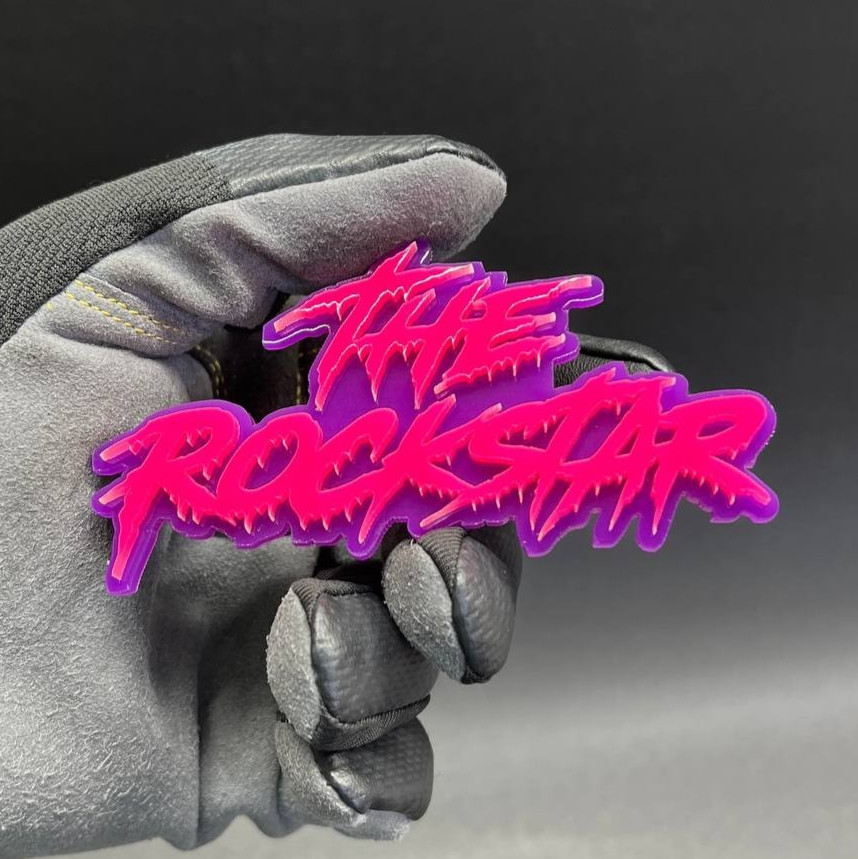 1x "the rockstar" Custom Text 3D Acrylic Car Emblem Badge Multicolor Laser Cut