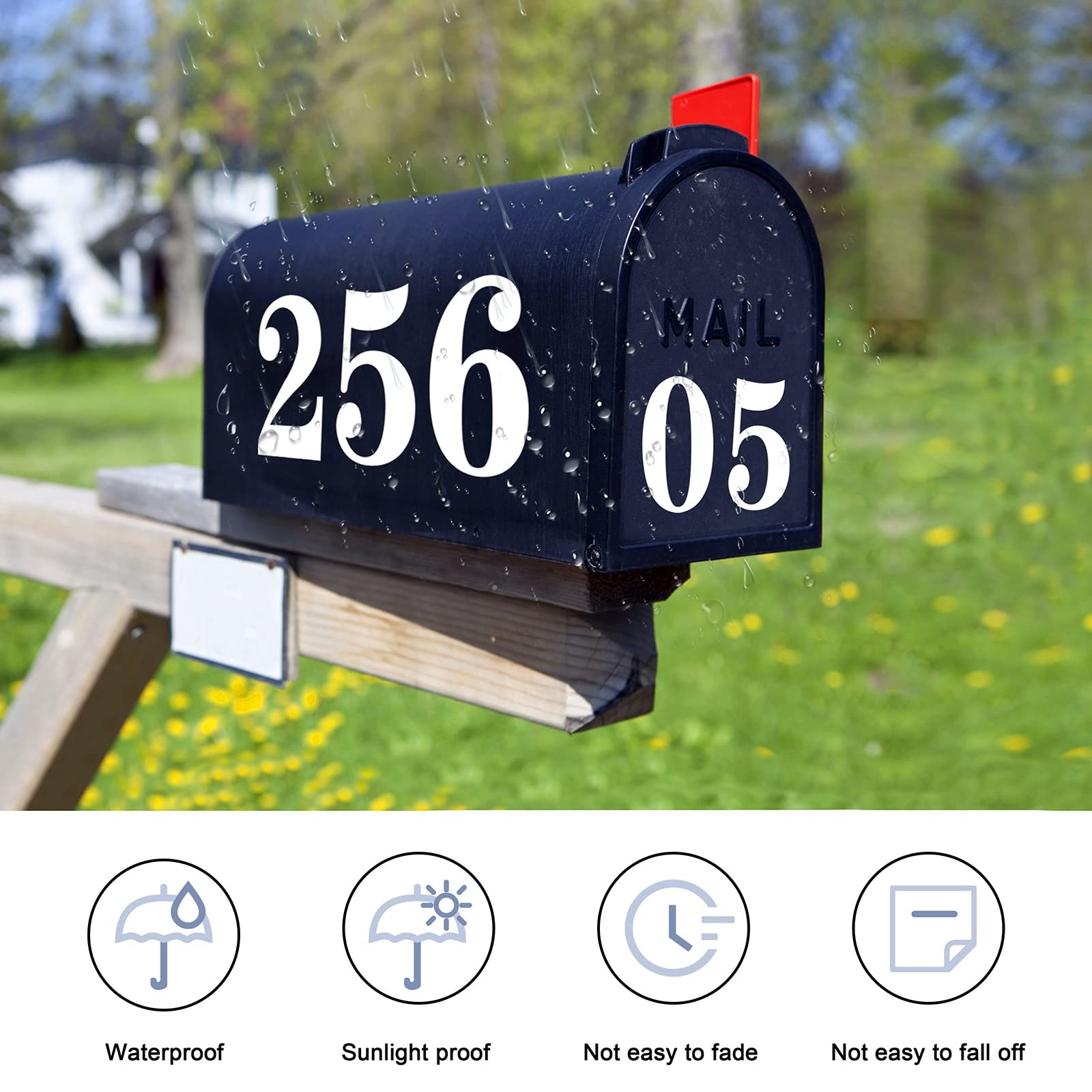 60 PCS White Mailbox Numbers, Vinyl Waterproof Stickers for Outside, Address on