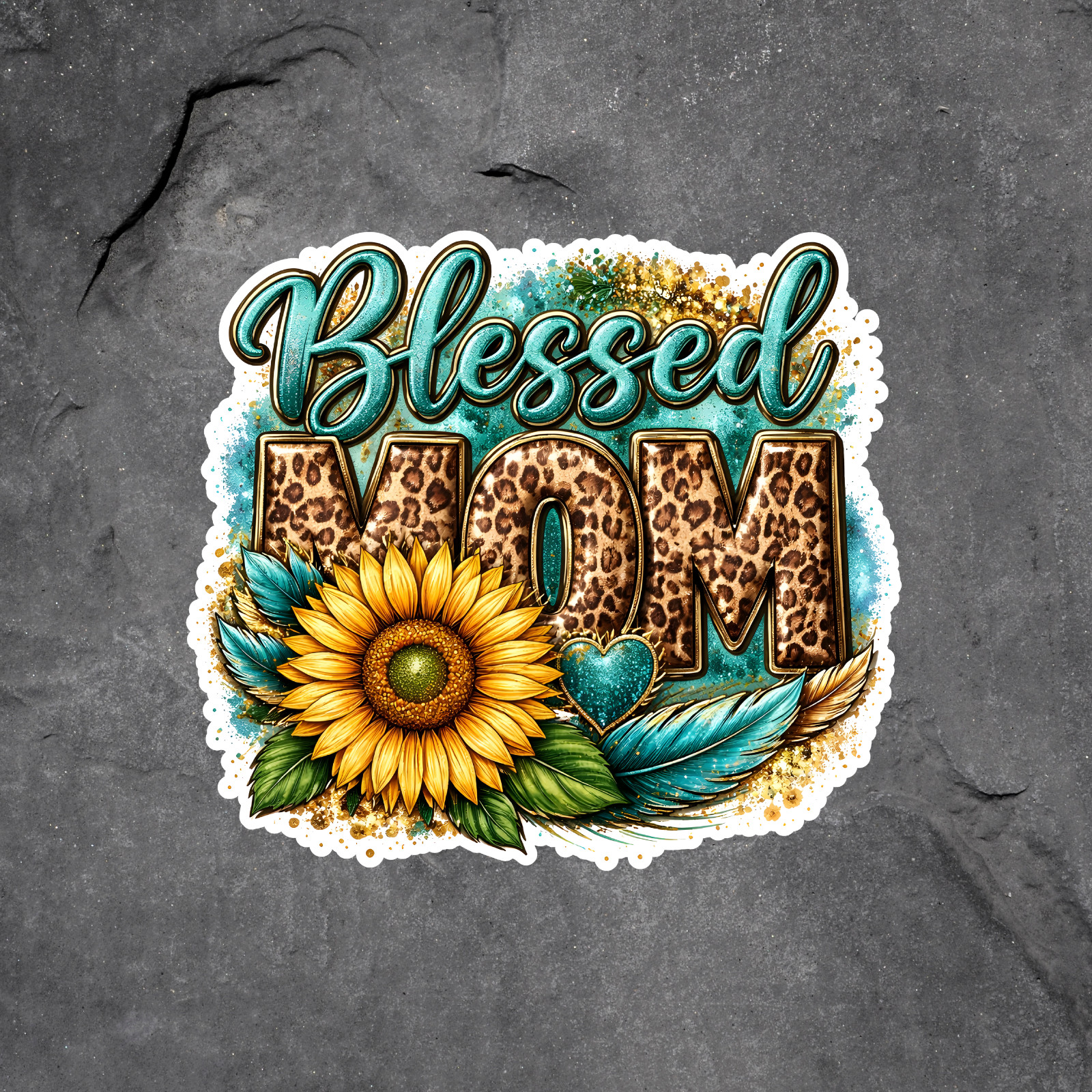 Blessed Mom sticker vinyl decal sunflower leopard boho floral mom gift