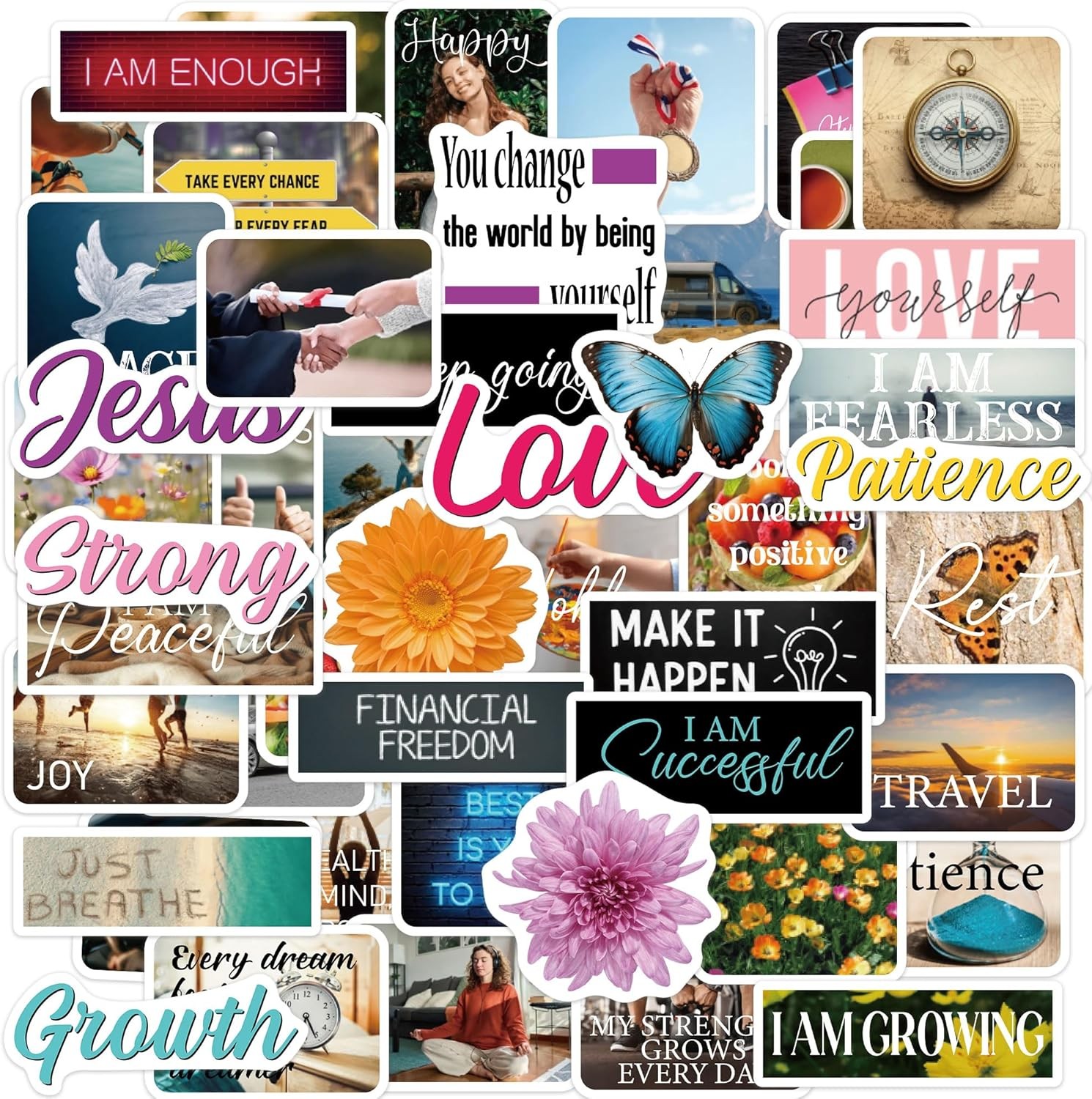 50PCS Motivational Quote Stickers Minimalist Neutral Aesthetic Self Growth