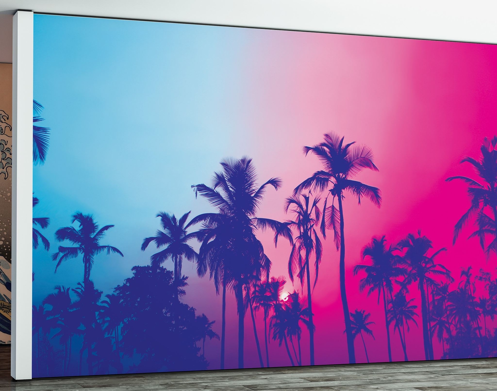 Miami Tropical Palm Tree Vice Color Wall Mural. Vivid Miami Vice Color. #6281
