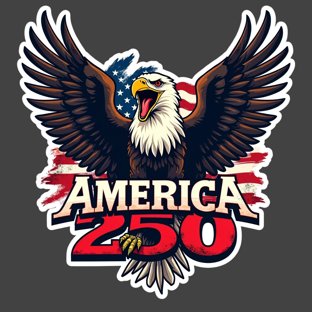 America 250 Eagle Sticker Vinyl Decal Patriotic Shield USA Freedom Graphic
