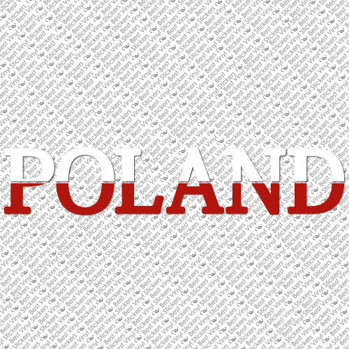 POLAND TWO COLOR COUNTRY NAME PROUD POLISH FLAG VINYL DECAL STICKER (P-02)