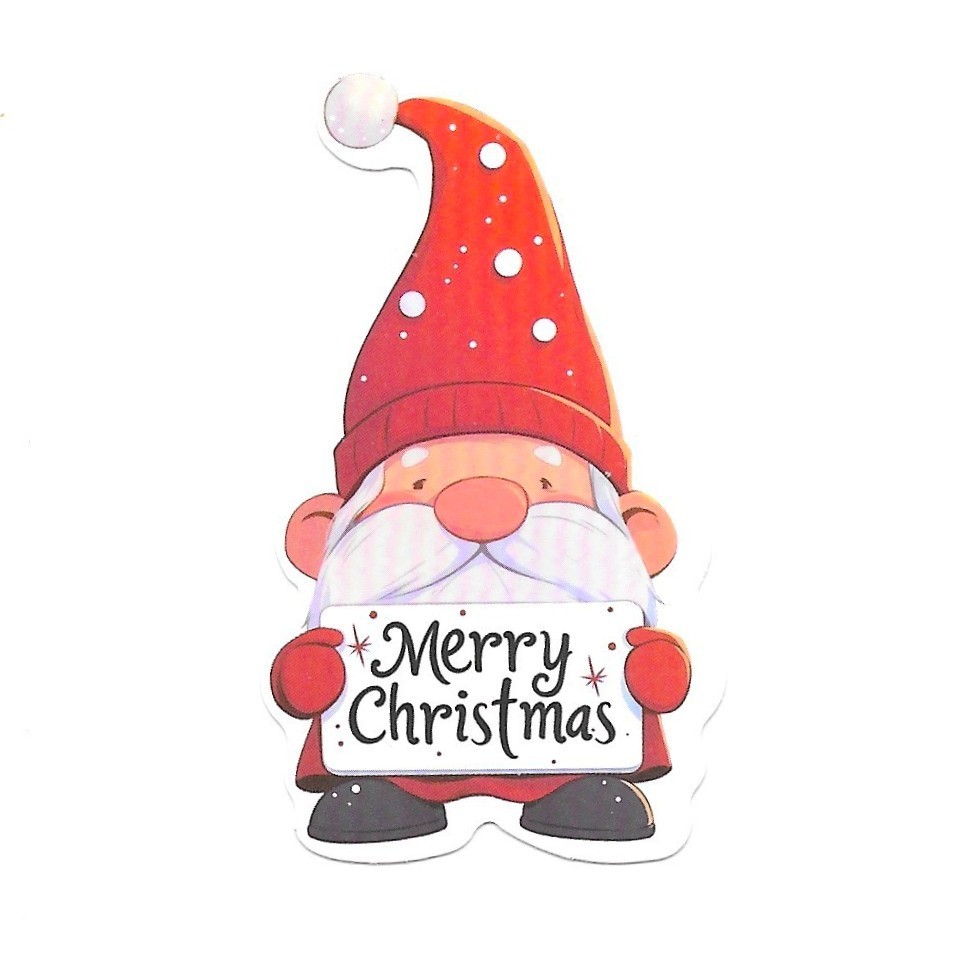 Merry Christmas Gnome Sticker Vinyl Decal Die Cut Scrapbook Journal Holiday