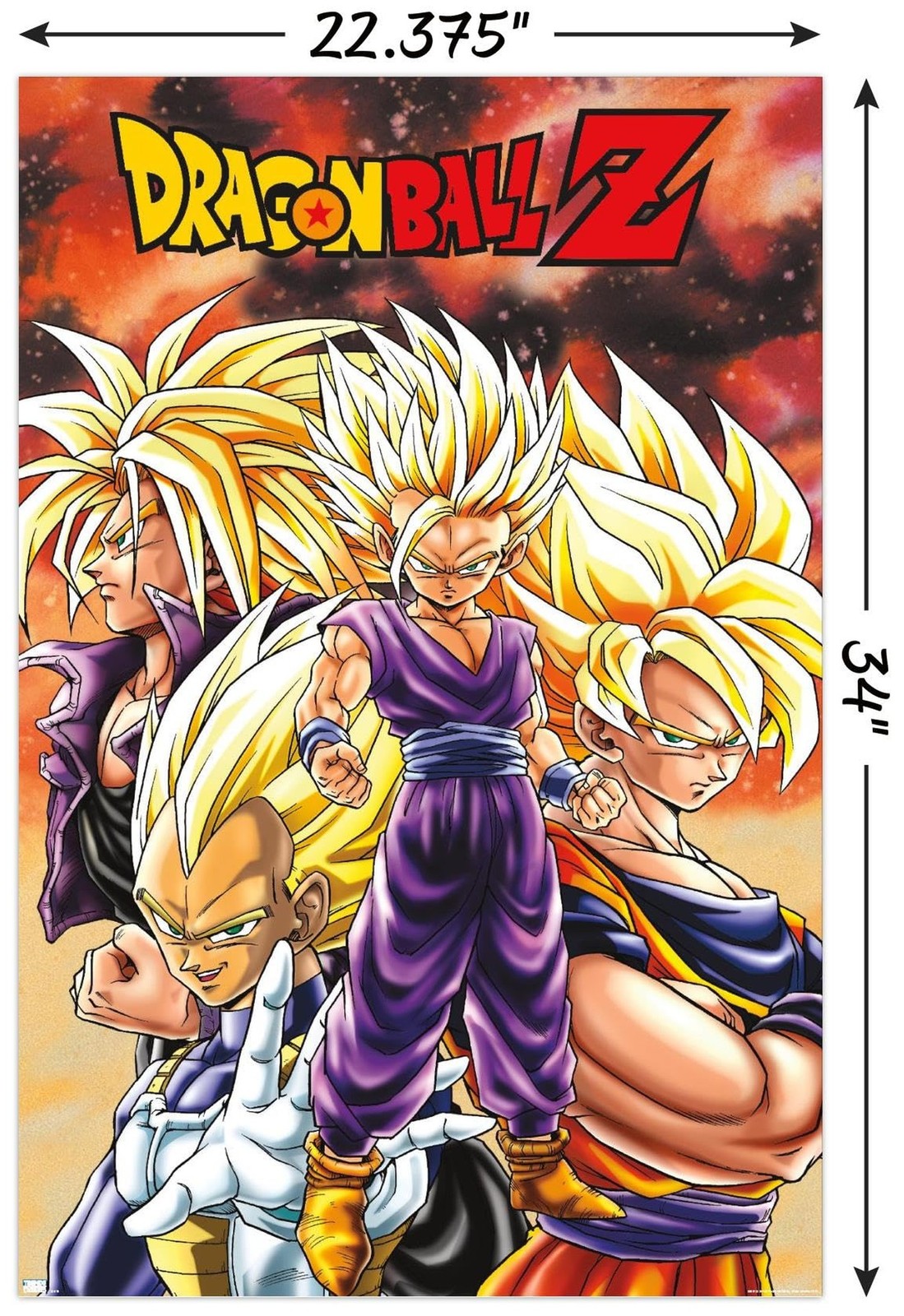 Dragon Ball Z – Saiyans Wall Poster, 34L" x 22.4W", Unframed Version