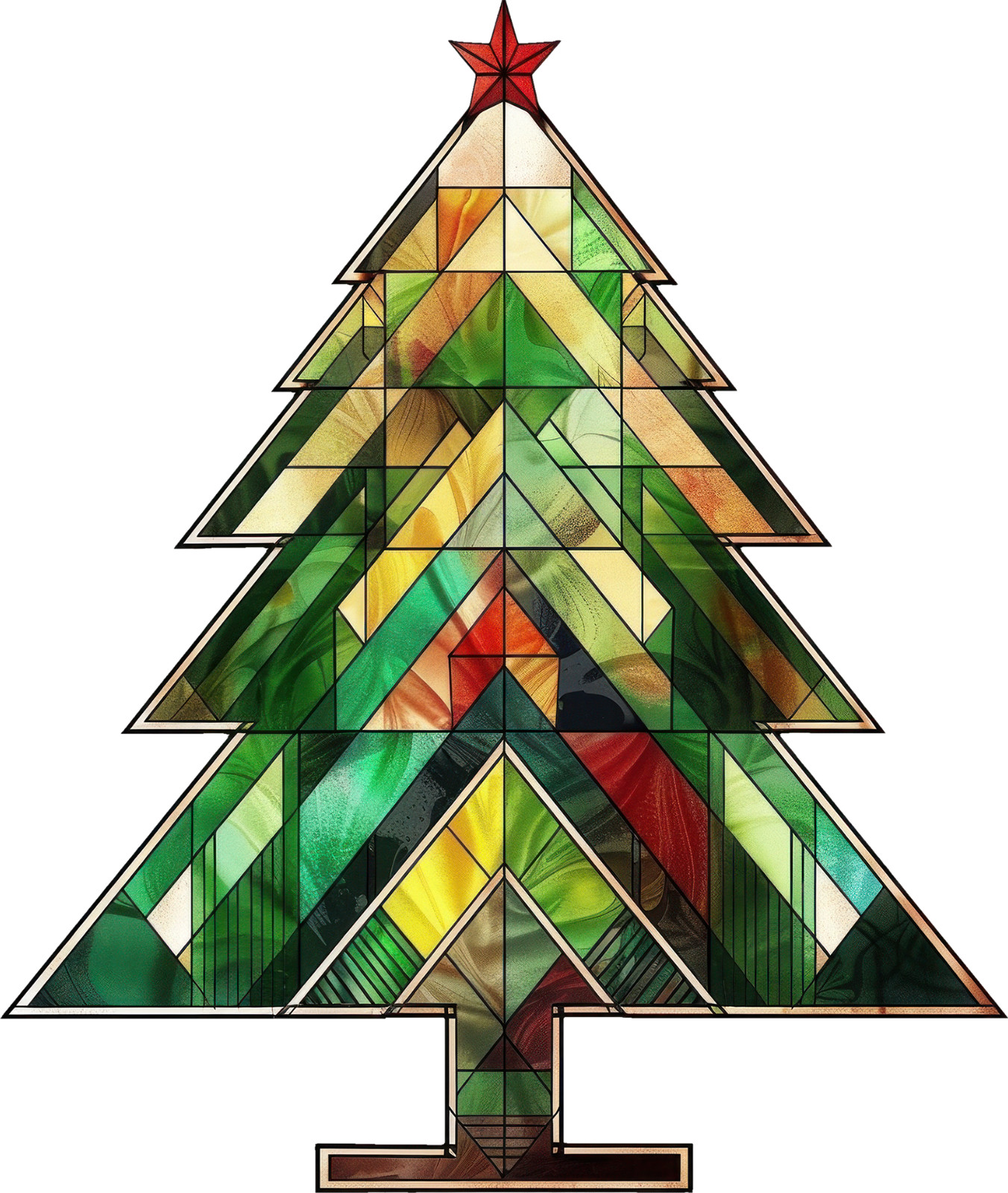 Christmas Tree Stained Glass Wall Decal Sticker 18X18cm Large