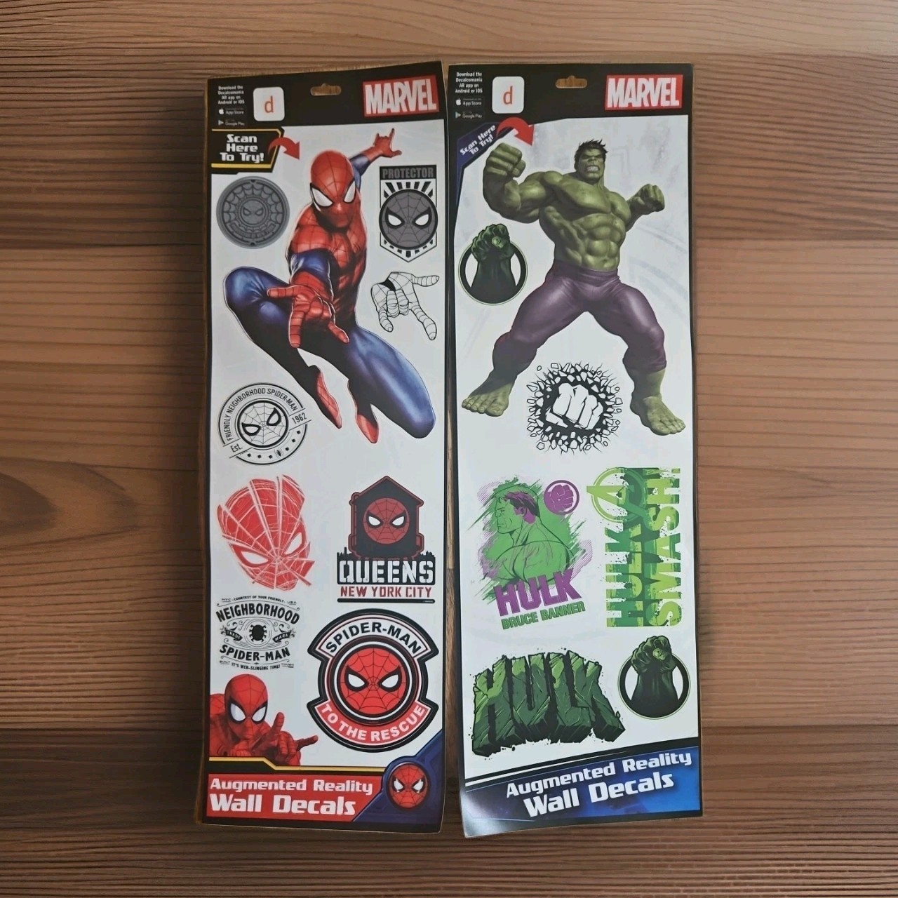 Marvel HULK & Spider-Man Augmented Reality Decals Peel & Stick 18 Vinyl Stickers
