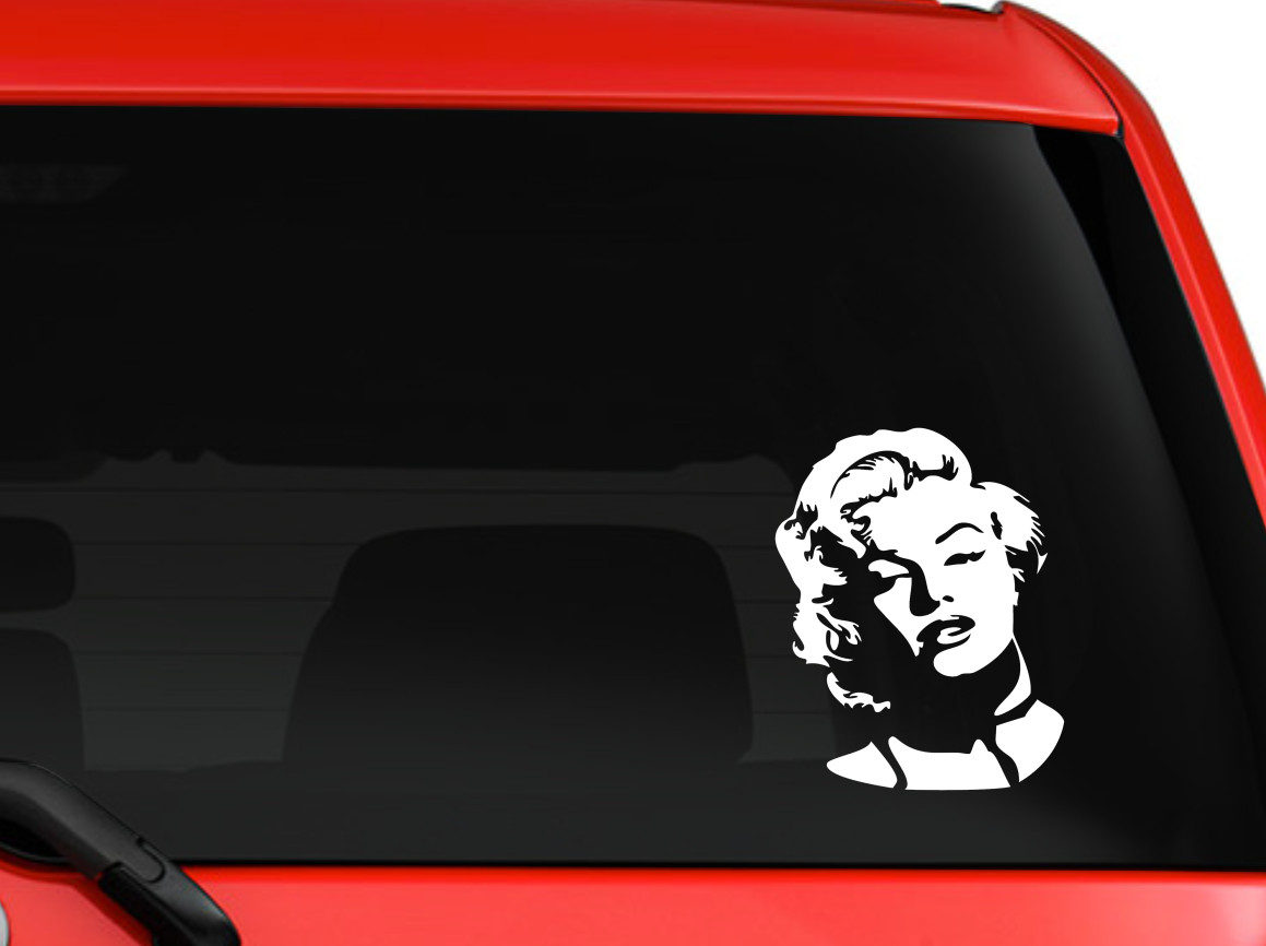Marilyn Monroe looks decal sticker for car SUV window laptop Window MAC 6" White