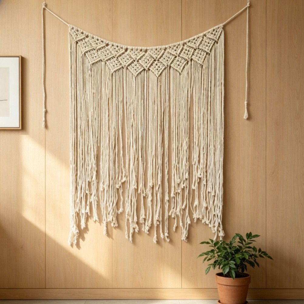Wall Tapestry Cotton Bohemian Handwoven for Living Room Bedroom 100x115cm