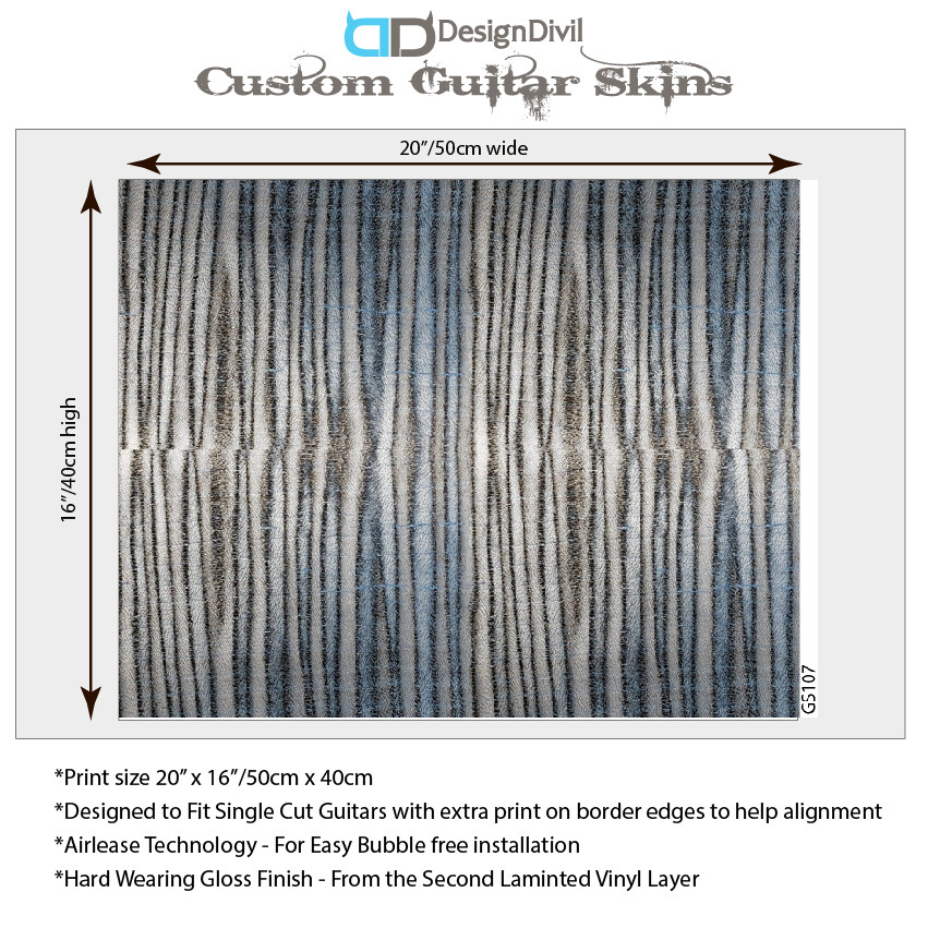 Modern Guitar Skin Vinyl Wrap Decal Sticker Flamed Zebra Maple Natural GS107