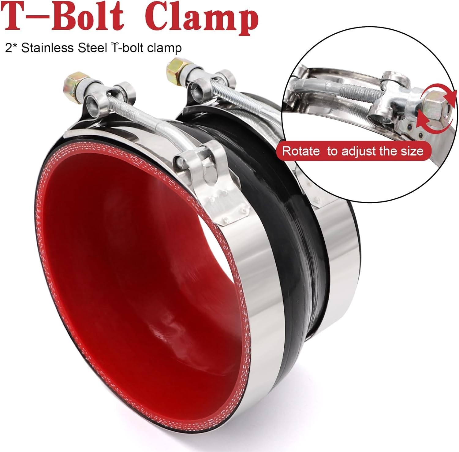 4" to 5" Silicone Reducer Coupler, 4-Ply with T-Bolt Clamp