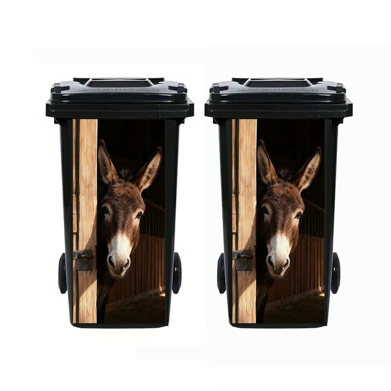 Funny Animal Pattern Trash Can Decal Sticker Large Outdoor Bin DIY Decor New