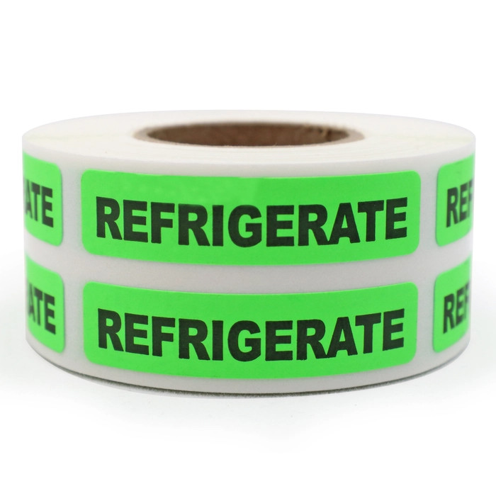 Refrigerate Stickers – Fluorescent Green 100 Stickers – 1"