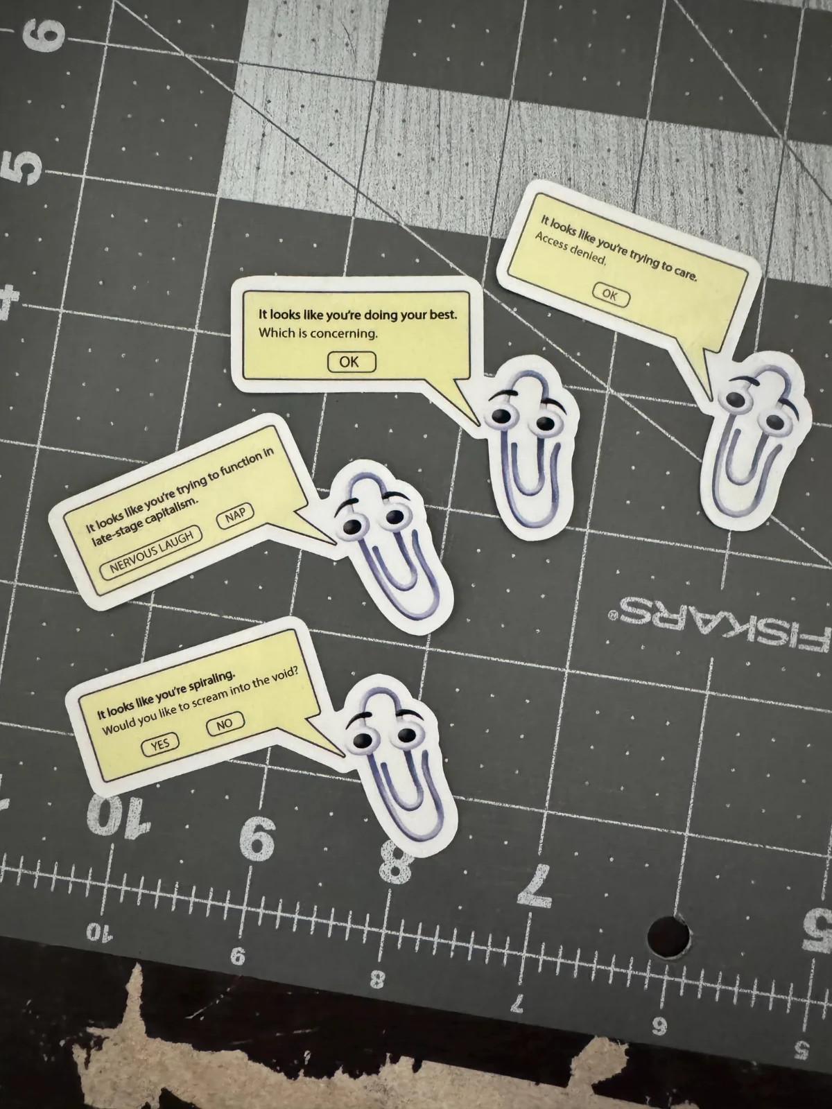 Funny Clippy Meme Sticker Pack Vinyl Decal Sticker 4-Pack Sarcastic Office Humor
