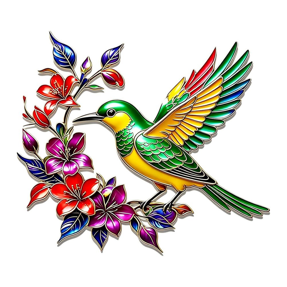 Metal 3D Hummingbird Wall Decor Colorful Design 11.8 x 10.5 Inches Weatherproof