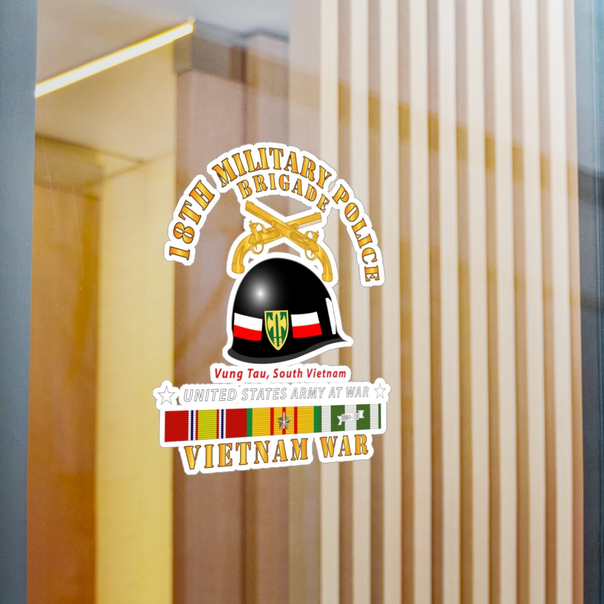 Kiss-Cut Vinyl – 18th MP Brigade – Helmet – Vietnam w SVCV1