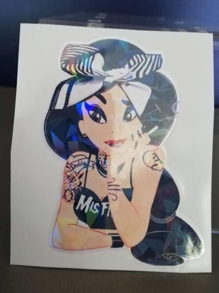 princess, punk, funny, sticker, holographic sticker
