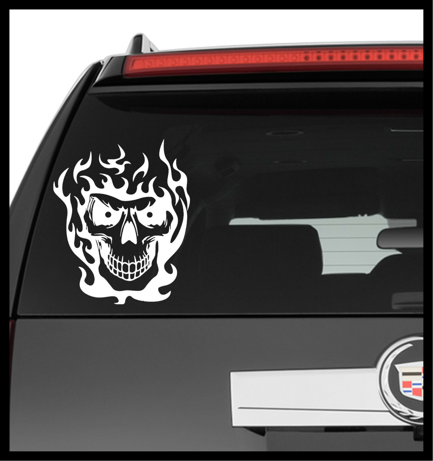 Vinyl Decal Truck Car Sticker Laptop – Zombie Horror Flames Burning Skull