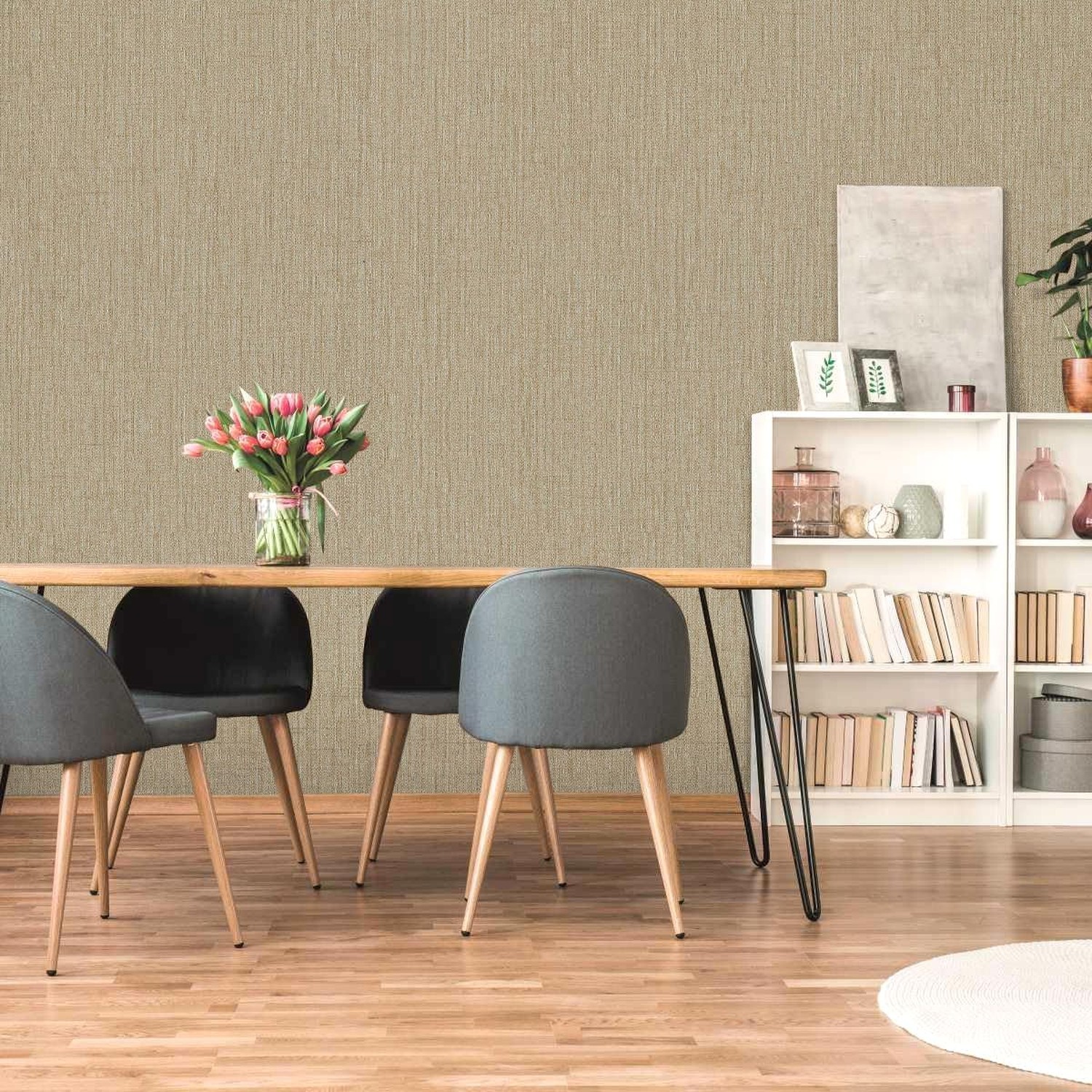 Grasscloth Peel and Stick Wallpaper Beige Brown Textured Wallpaper 15.7inch x…