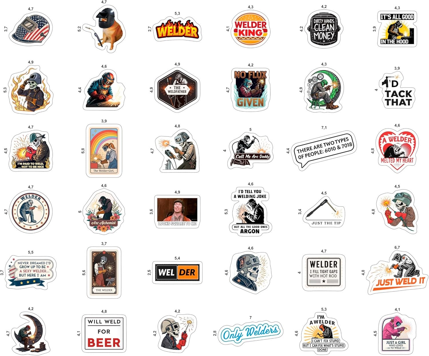 100 Welding Stickers Pack for Helmets, Laptops & Water Bottles – 100 Pcs
