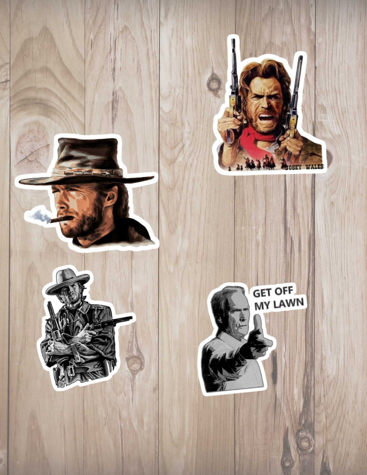 Clint Eastwood Western 4pc Sticker Pack