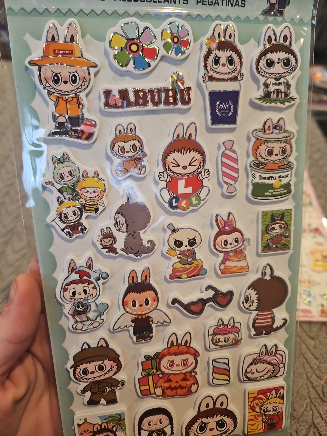 EVA Fashion 2D Foam Labubu Stickers LOT of 3 Different Designs NEW Holographic
