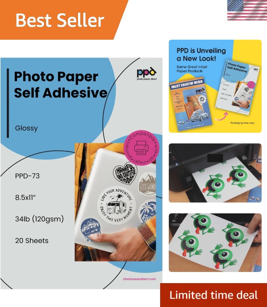 Flexible 20 Sheet Pack: 8.5×11" Glossy Printable Sticker Paper for DIY Projects