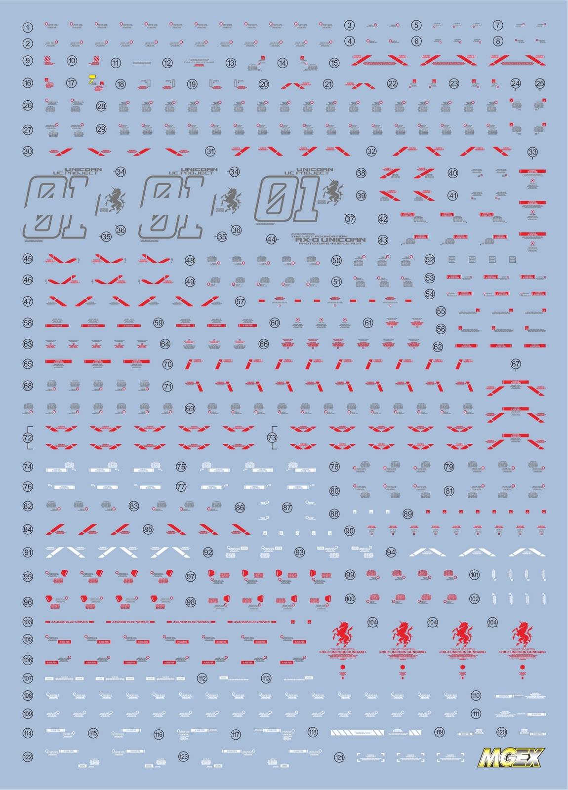 for MGEX Unicorn Gundam Ver.KA Waterslide Decals – Banagher Links (UV Reactive)