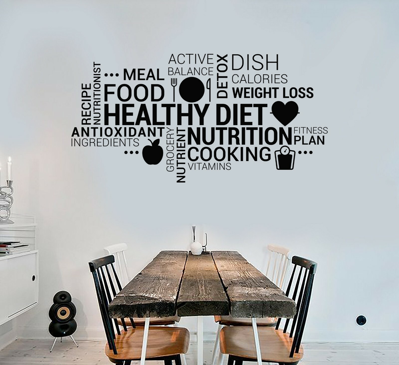 Vinyl Wall Decal Healthy Nutrition Words Weight Loss Health Stickers (ig6171)