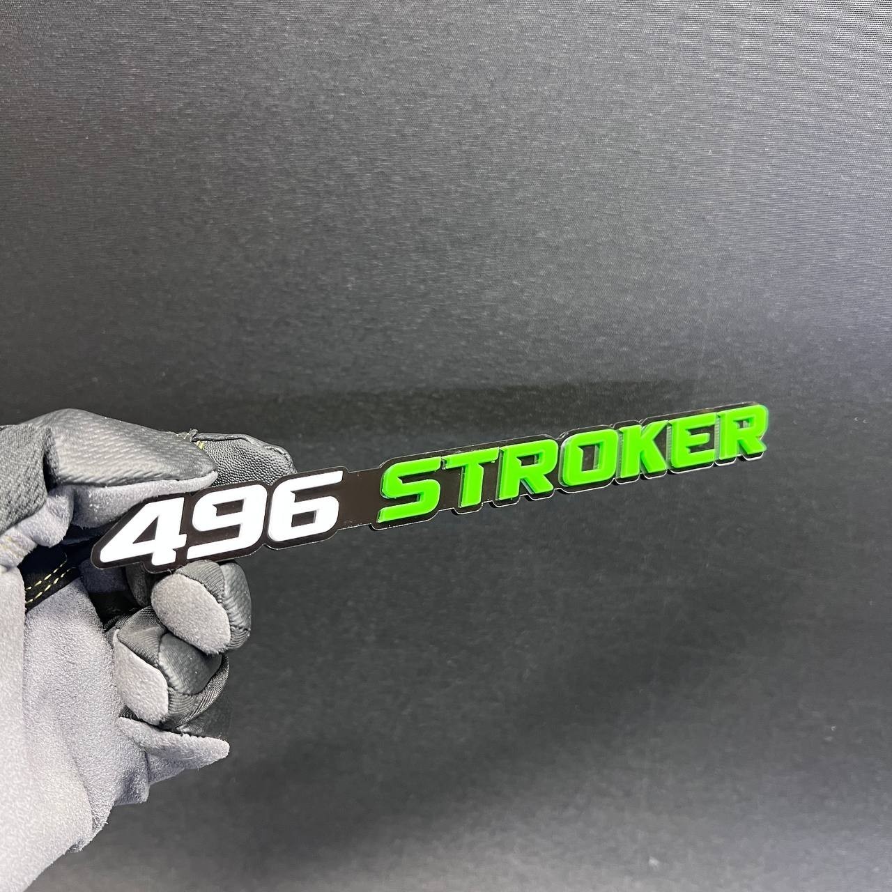 1X 496 stroker Custom 3D Car Fender Emblem Acrylic Badge Gray / YELLOW / black