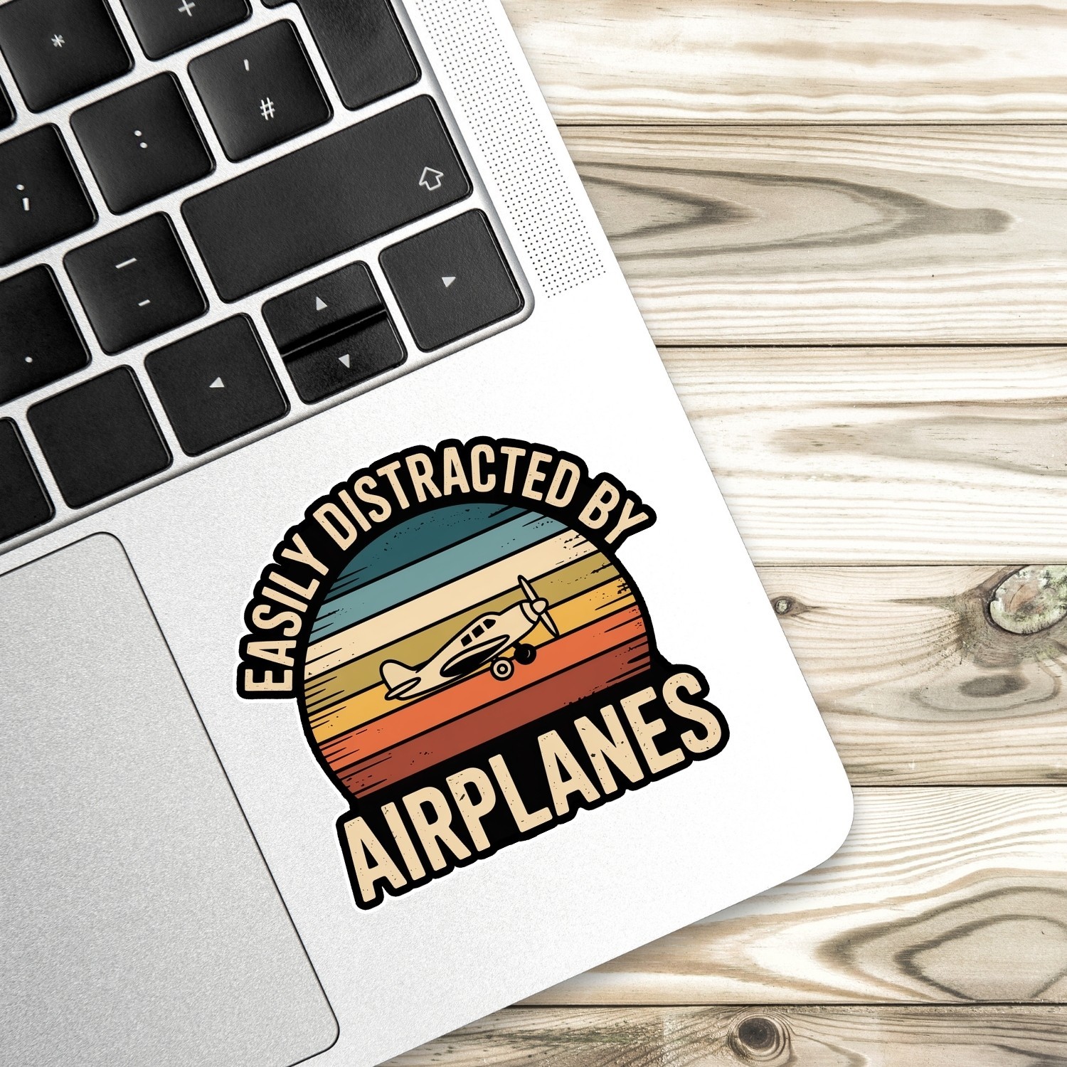 4PCS Easily Distracted by Airplanes Stickers – Funny Aviation Vinyl Decals