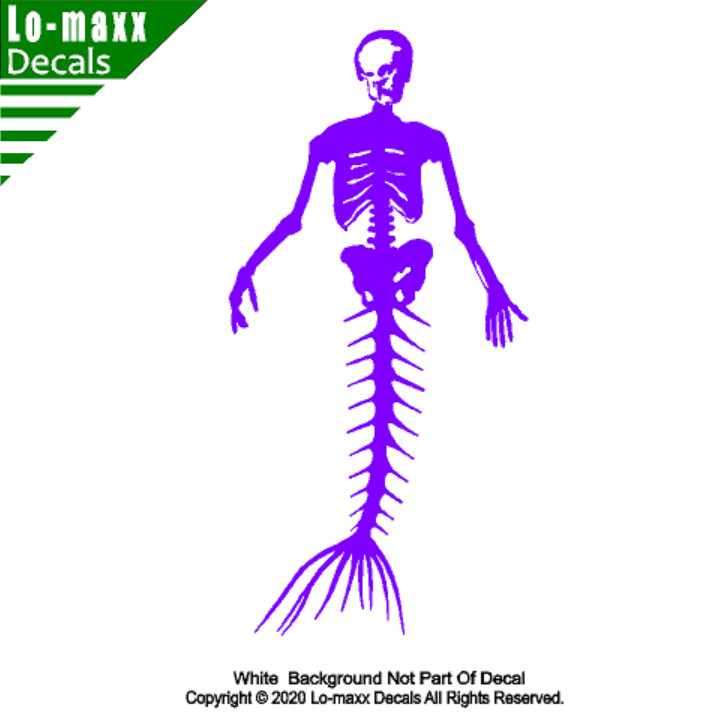 Mermaid Skeleton Sea life Ocean Beach Various Sizes Colors Die Cut Vinyl Decal